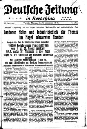 Deutsche Zeitung in Nordchina vom 09.09.1940