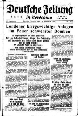 Deutsche Zeitung in Nordchina vom 10.09.1940