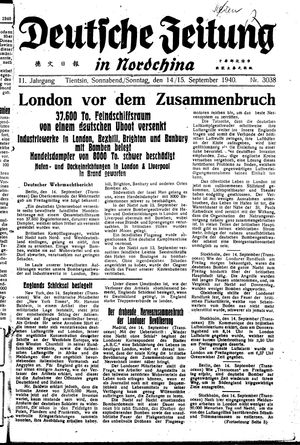 Deutsche Zeitung in Nordchina vom 14.09.1940