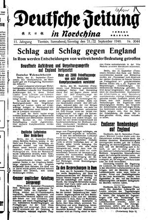 Deutsche Zeitung in Nordchina vom 21.09.1940