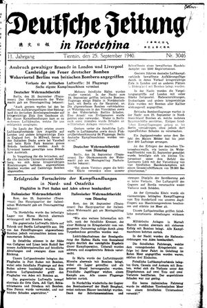 Deutsche Zeitung in Nordchina vom 25.09.1940