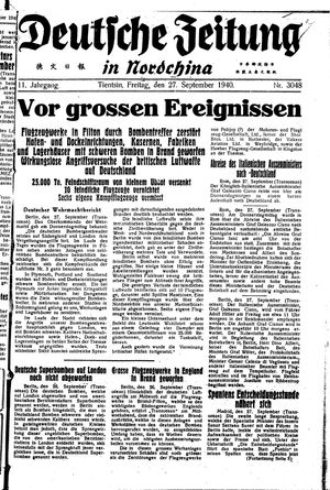 Deutsche Zeitung in Nordchina vom 27.09.1940