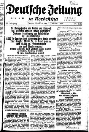 Deutsche Zeitung in Nordchina vom 02.10.1940