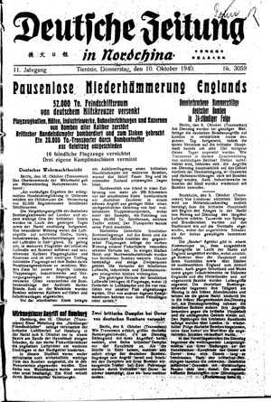 Deutsche Zeitung in Nordchina vom 10.10.1940