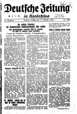 Deutsche Zeitung in Nordchina vom 11.10.1940