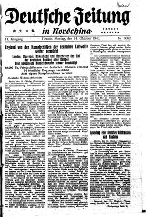Deutsche Zeitung in Nordchina vom 14.10.1940