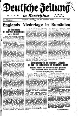 Deutsche Zeitung in Nordchina vom 15.10.1940