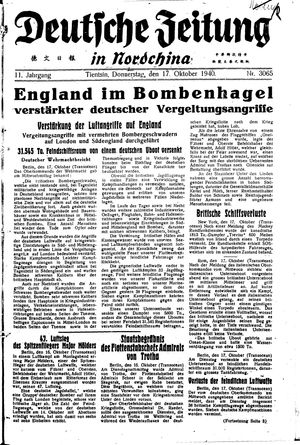 Deutsche Zeitung in Nordchina on Oct 17, 1940