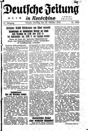 Deutsche Zeitung in Nordchina vom 22.10.1940