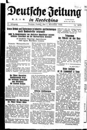 Deutsche Zeitung in Nordchina vom 01.11.1940