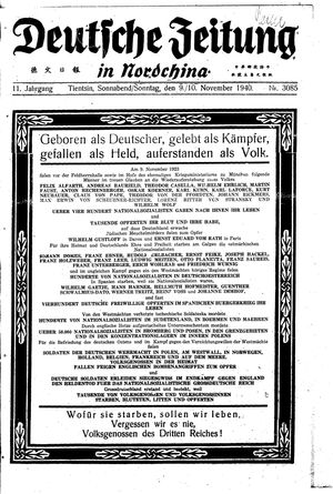 Deutsche Zeitung in Nordchina vom 09.11.1940
