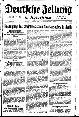 Deutsche Zeitung in Nordchina vom 15.11.1940