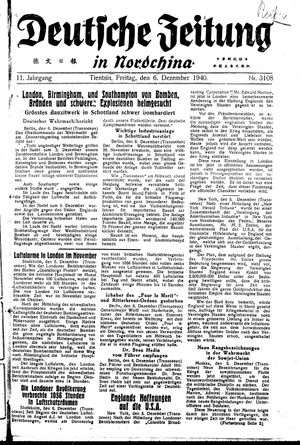 Deutsche Zeitung in Nordchina vom 06.12.1940
