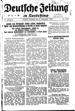 Deutsche Zeitung in Nordchina vom 09.12.1940