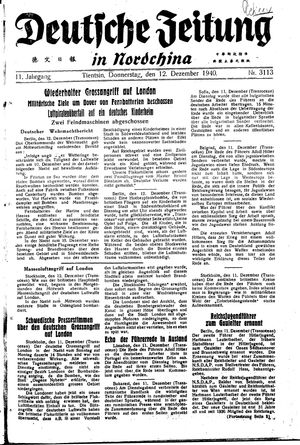 Deutsche Zeitung in Nordchina vom 12.12.1940