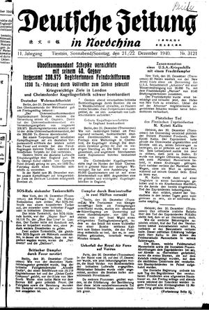 Deutsche Zeitung in Nordchina vom 21.12.1940