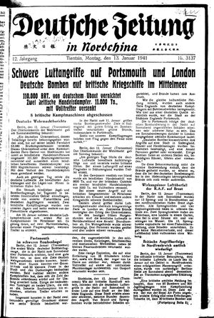 Deutsche Zeitung in Nordchina vom 13.01.1941