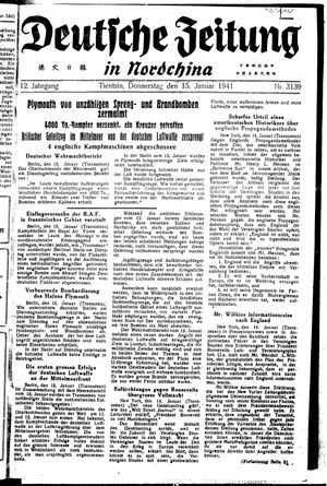 Deutsche Zeitung in Nordchina vom 15.01.1941