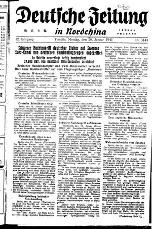 Deutsche Zeitung in Nordchina vom 20.01.1941