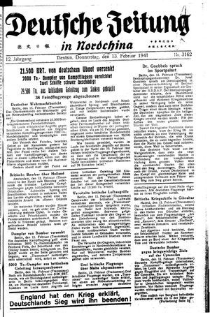 Deutsche Zeitung in Nordchina vom 13.02.1941
