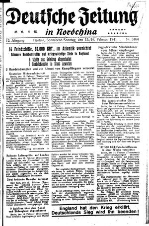 Deutsche Zeitung in Nordchina vom 15.02.1941