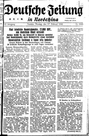 Deutsche Zeitung in Nordchina vom 17.02.1941