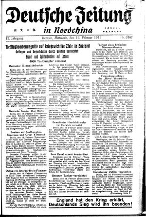 Deutsche Zeitung in Nordchina vom 19.02.1941