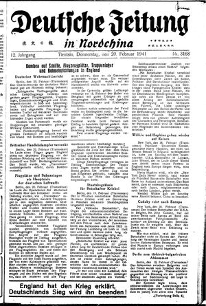 Deutsche Zeitung in Nordchina vom 20.02.1941