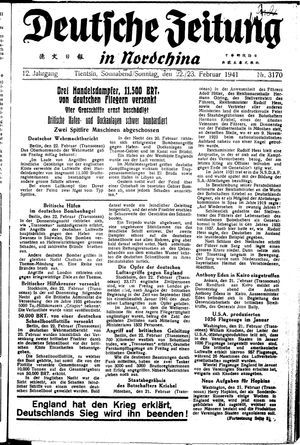 Deutsche Zeitung in Nordchina vom 22.02.1941