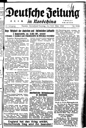 Deutsche Zeitung in Nordchina vom 08.03.1941