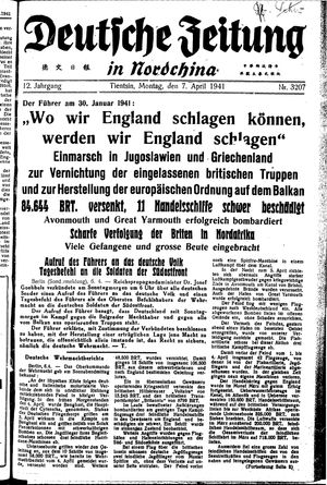 Deutsche Zeitung in Nordchina vom 07.04.1941