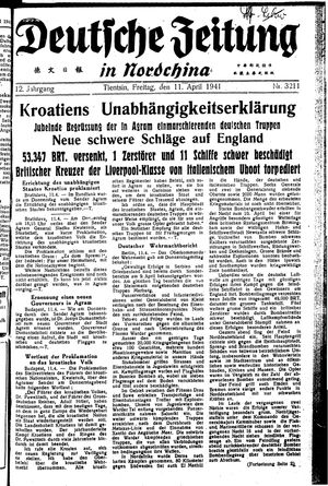 Deutsche Zeitung in Nordchina vom 11.04.1941
