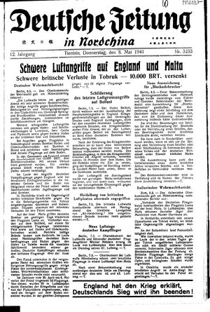 Deutsche Zeitung in Nordchina vom 08.05.1941
