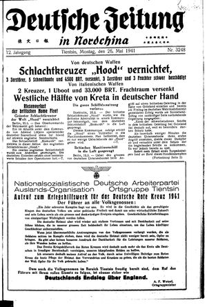 Deutsche Zeitung in Nordchina vom 26.05.1941