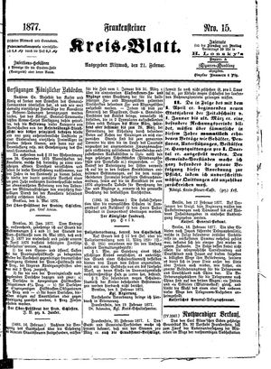 Frankensteiner Kreisblatt on Feb 21, 1877