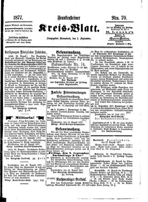 Frankensteiner Kreisblatt vom 01.09.1877