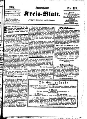 Frankensteiner Kreisblatt vom 29.12.1877