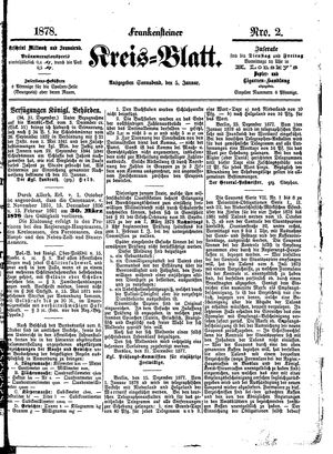 Frankensteiner Kreisblatt vom 05.01.1878