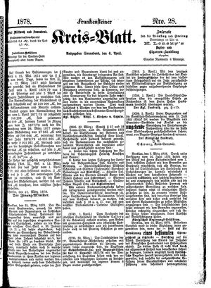 Frankensteiner Kreisblatt vom 06.04.1878