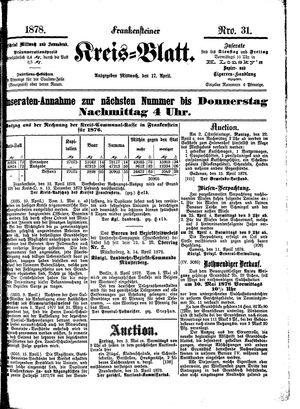 Frankensteiner Kreisblatt vom 17.04.1878