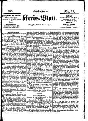 Frankensteiner Kreisblatt vom 24.04.1878