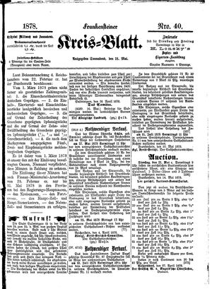 Frankensteiner Kreisblatt on May 18, 1878