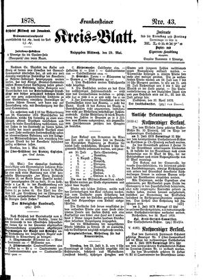 Frankensteiner Kreisblatt vom 29.05.1878