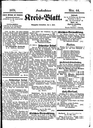 Frankensteiner Kreisblatt vom 01.06.1878