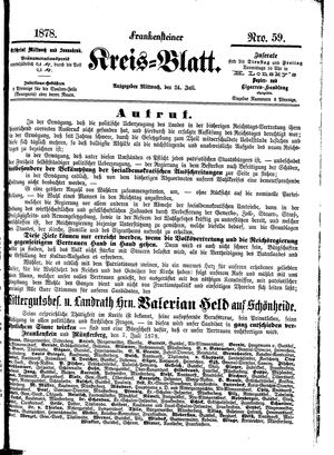 Frankensteiner Kreisblatt vom 24.07.1878