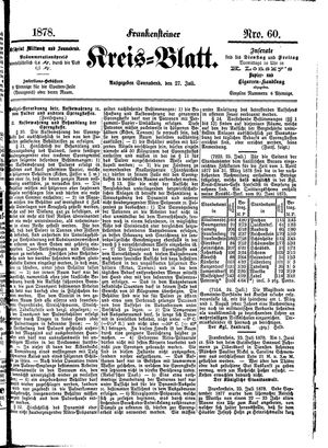 Frankensteiner Kreisblatt vom 27.07.1878