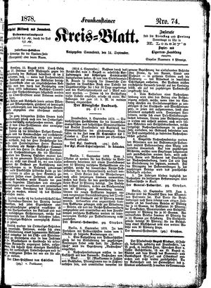 Frankensteiner Kreisblatt vom 14.09.1878