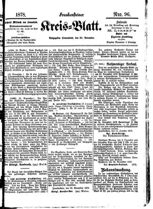 Frankensteiner Kreisblatt vom 30.11.1878