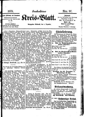 Frankensteiner Kreisblatt vom 04.12.1878