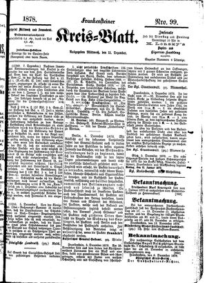 Frankensteiner Kreisblatt vom 11.12.1878